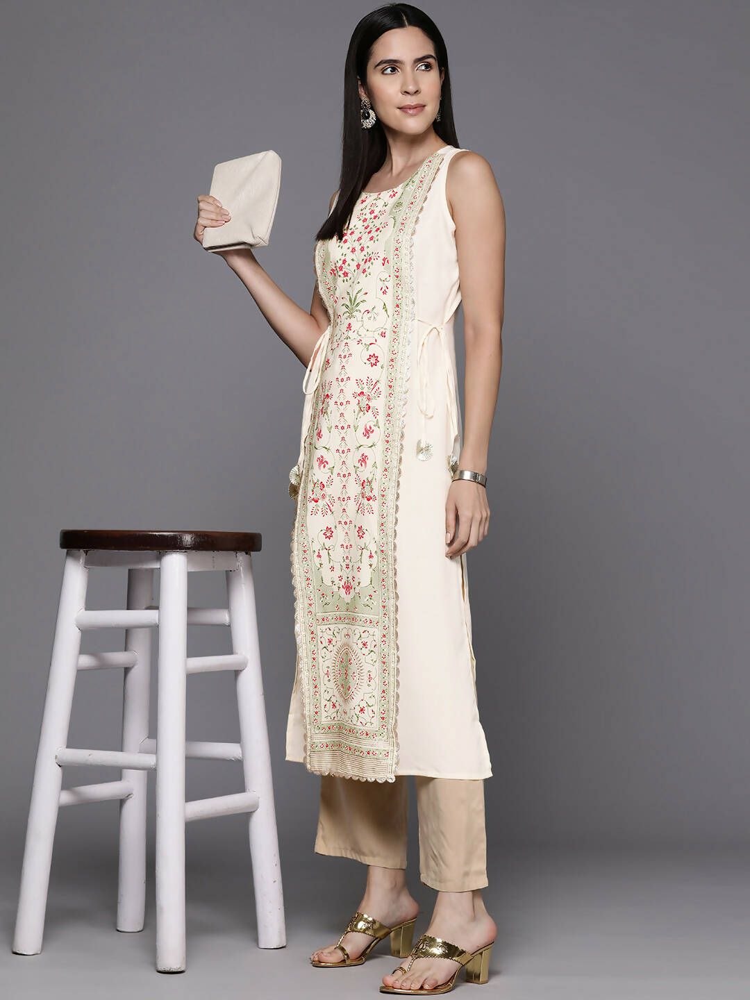 Ahalyaa Women's Traditional wear Kurta - Off-White - Distacart