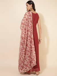 Thumbnail for Janasya Women's Red Georgette Foil Printed Festive Anarkali Kurta Set - Distacart