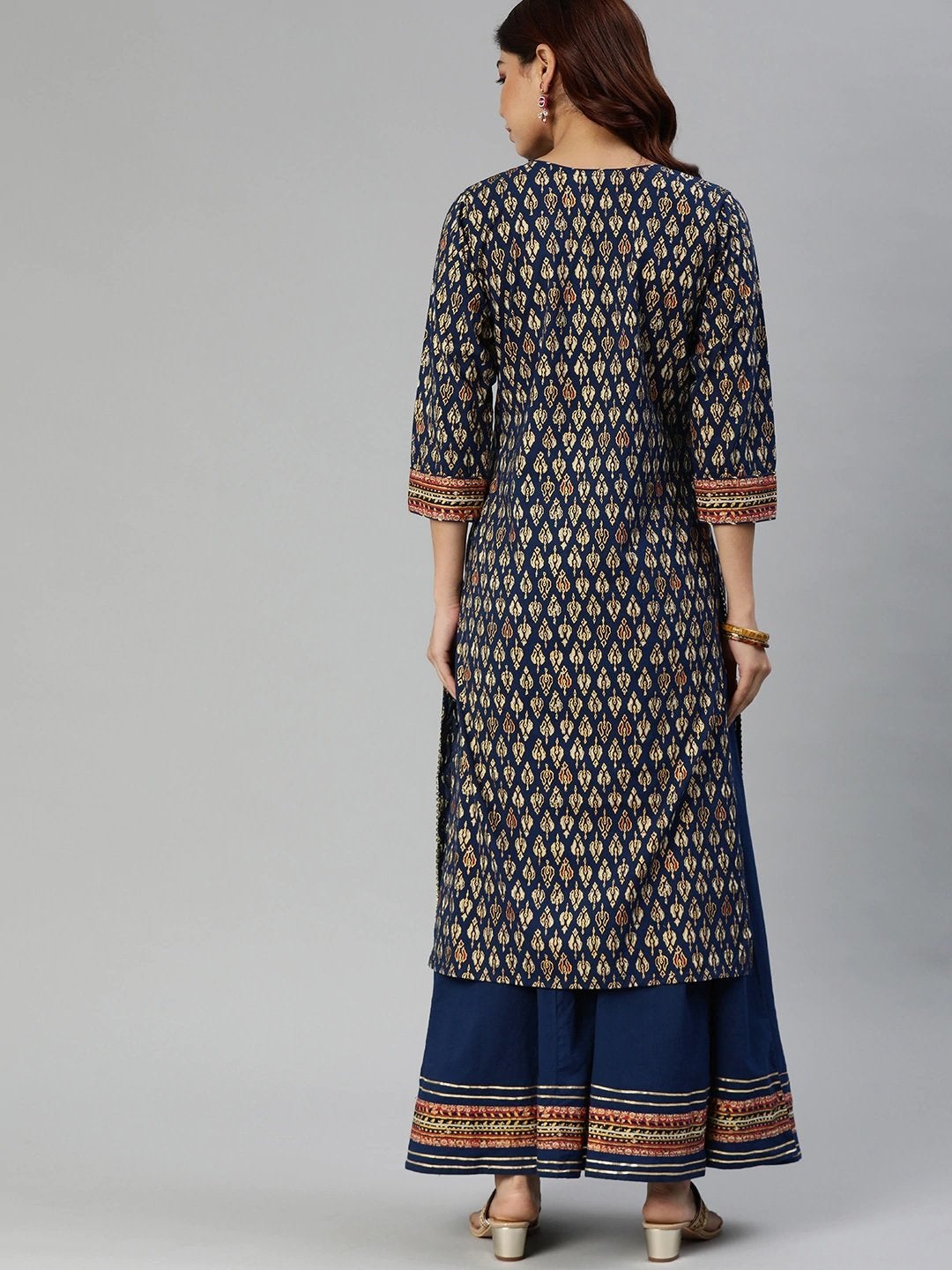 Buy Blue Block Printed Cotton Palazzo