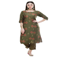 Thumbnail for Lagi Women's Green Printed Straight Kurta & Pant (MC38A)