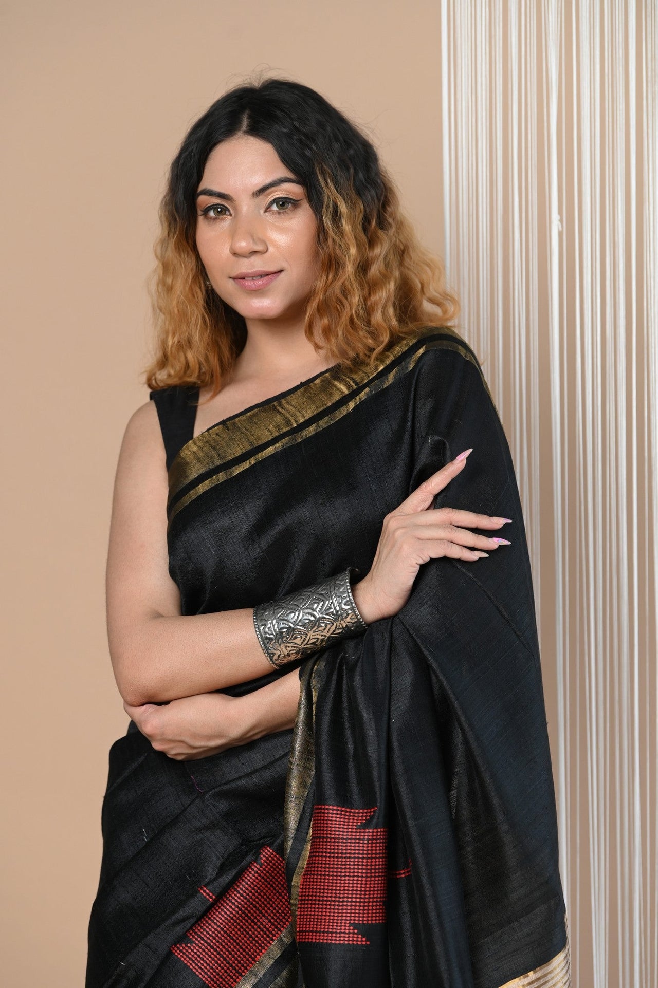 Very Much Indian Exclusive Handloom Pure Tussar Silk Saree By Khadigram Certified Weavers - Distacart