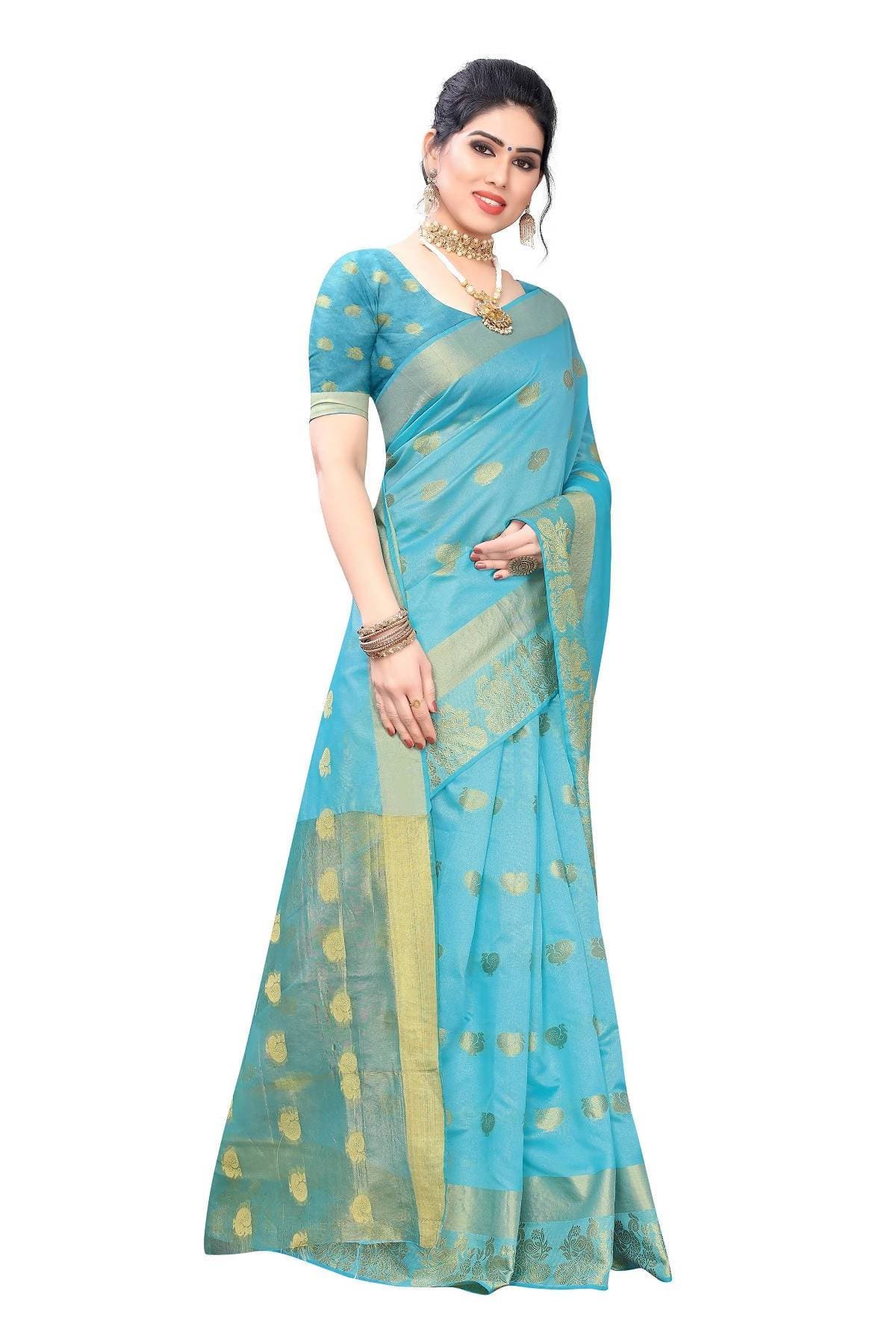 Vamika Banarasi Jacquard Weaving Sky Blue Saree