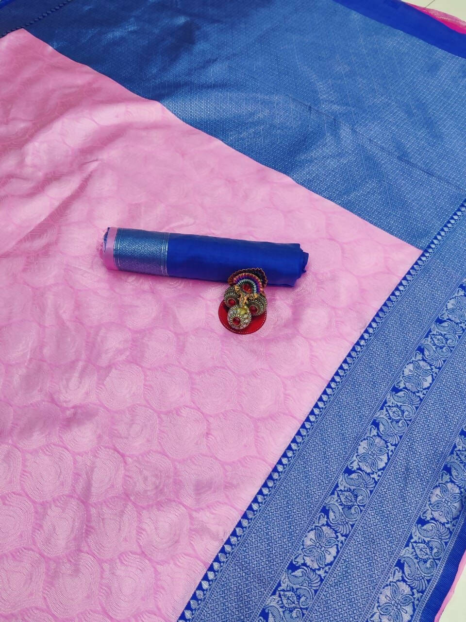 DEIANA'S Beautiful Golden Jari with New Design Soft Lichi Silk Saree - Pink - Distacart