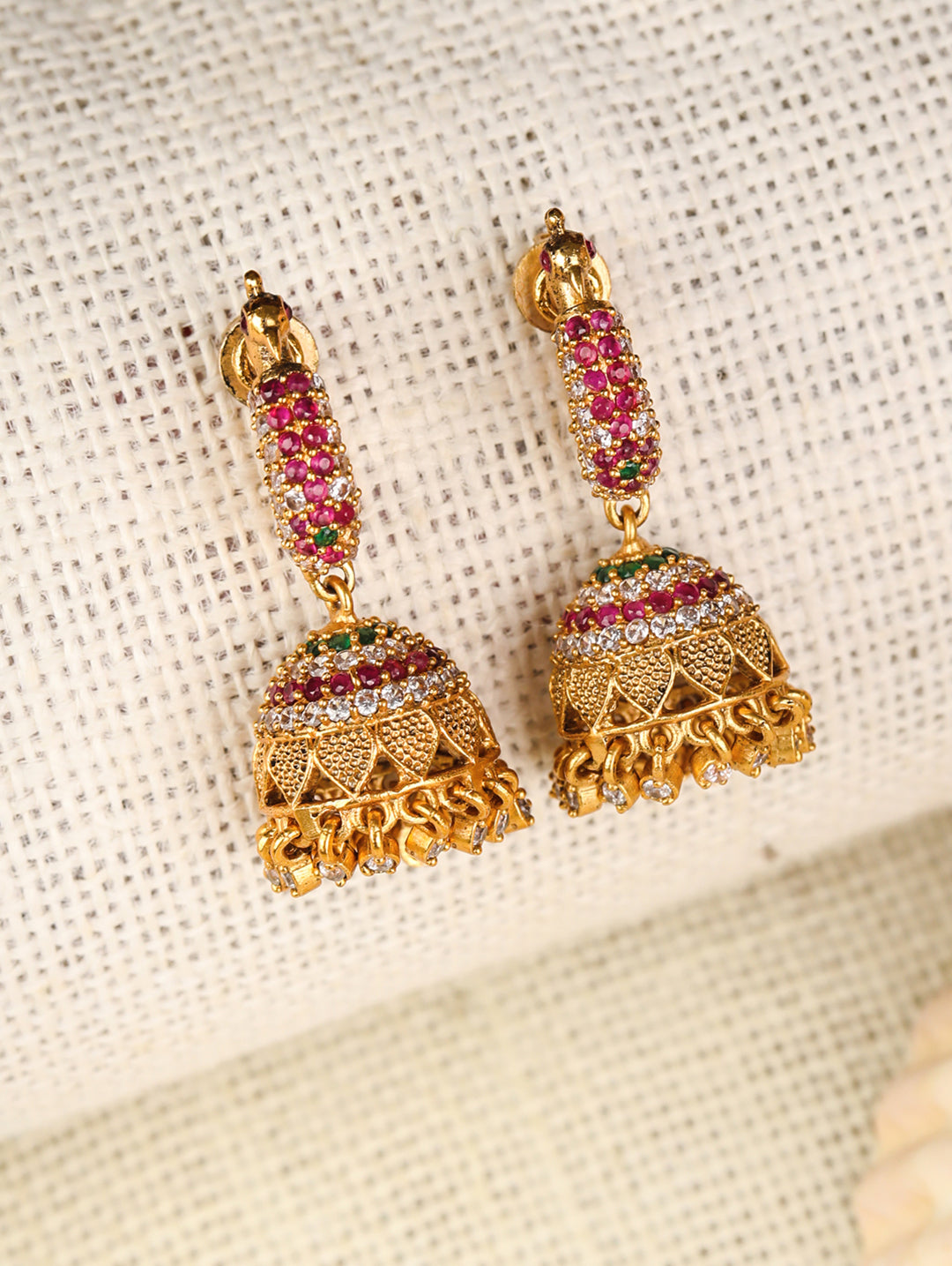 Gold Plated Multi Jhumka Earrings