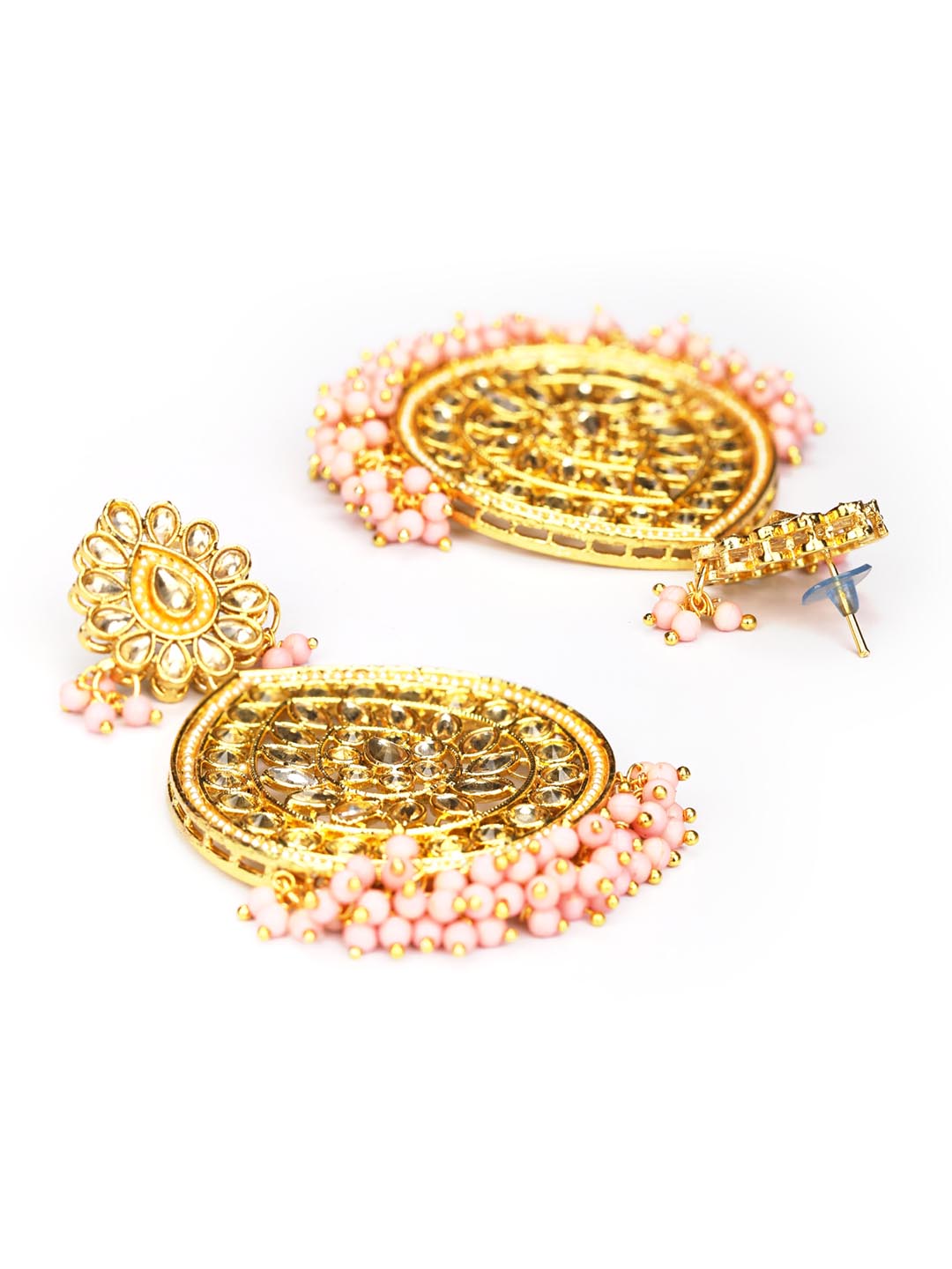 Buy Priyaasi Women Pink Stones Beads Gold Plated Earrings with MaangTikka  Online at Best Price | Distacart