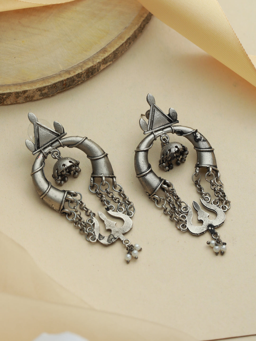 Buy Priyaasi Women Trendy Oxidised Silver Trishul Drop Earrings Online at  Best Price | Distacart