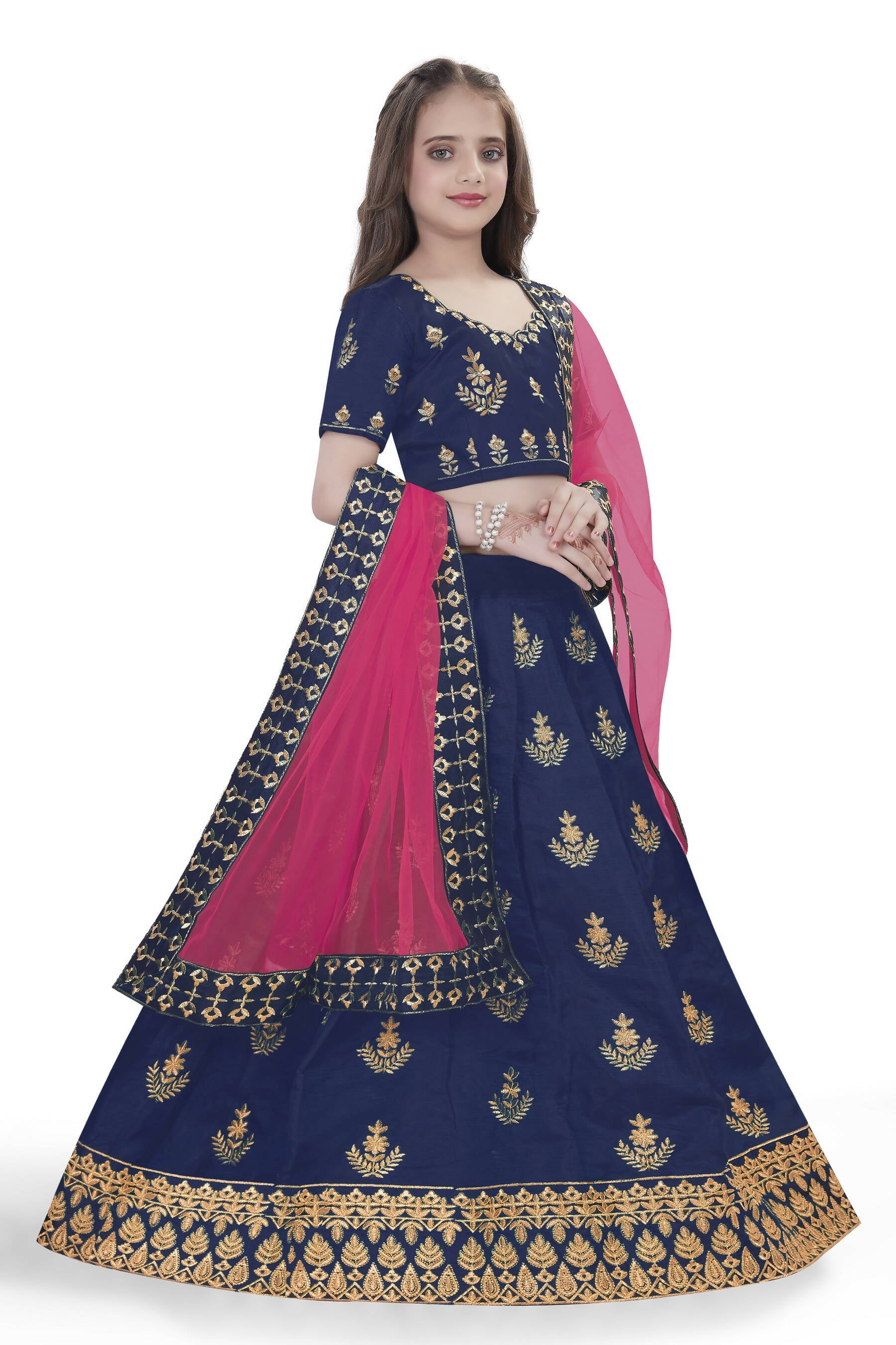 Beige Brocade Readymade Kids Lehenga Choli 171691