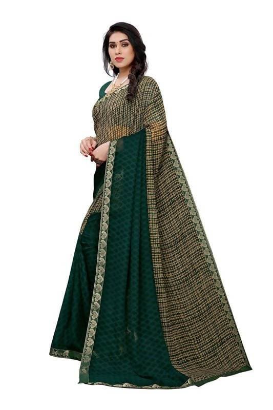 Vamika Green Georgette Lace Work Saree (Prachi Green)