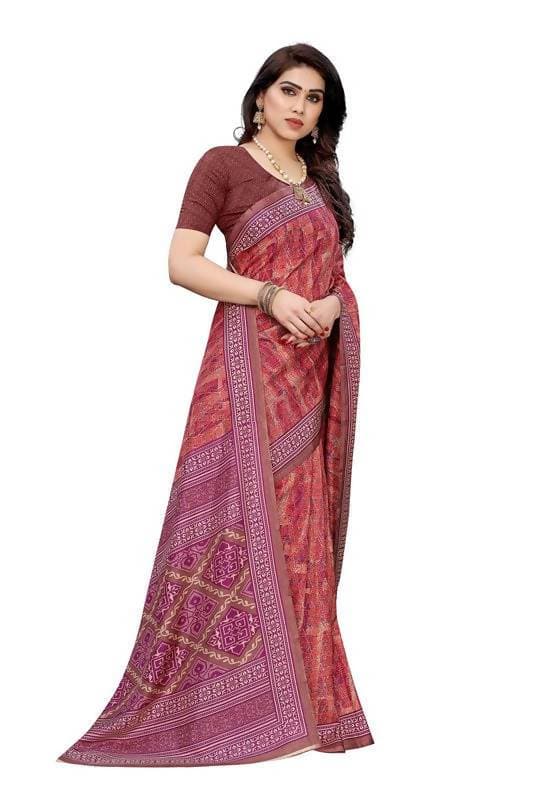 Vamika Printed Red Crepe Silk Saree (ICE RED)