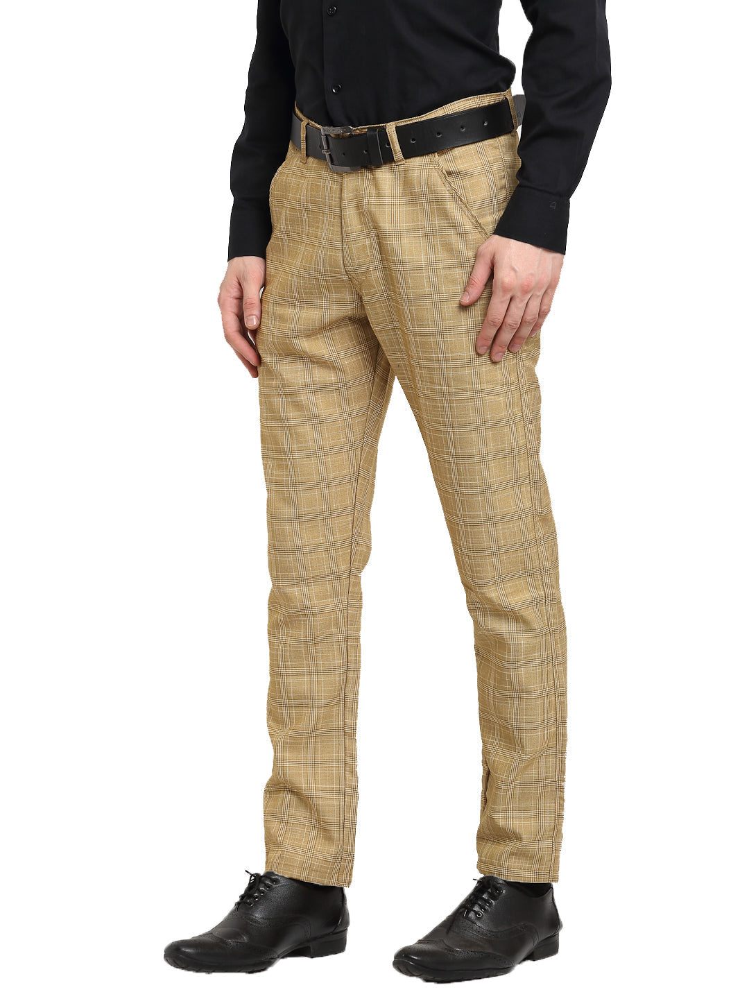 Royal Blue Check Cotton Trousers For Men | Maarss.com