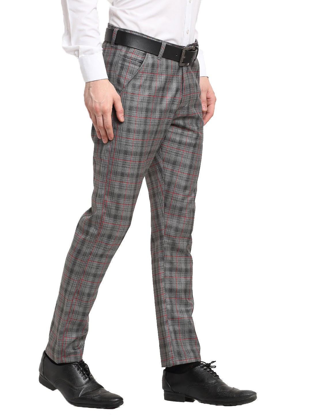 Mens Check Formal Trousers Slim Fit Cotton Vintage Smart Office Business  Pants | eBay