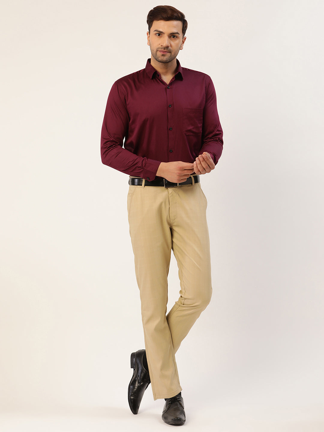 Buy Men Grey Super Slim Fit Textured Flat Front Formal Trousers Online -  718143 | Louis Philippe