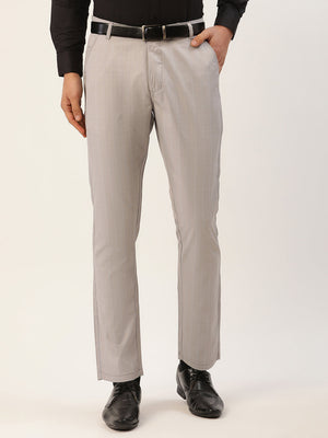 Checked Navy Blue Slim Fit Formal Trouser