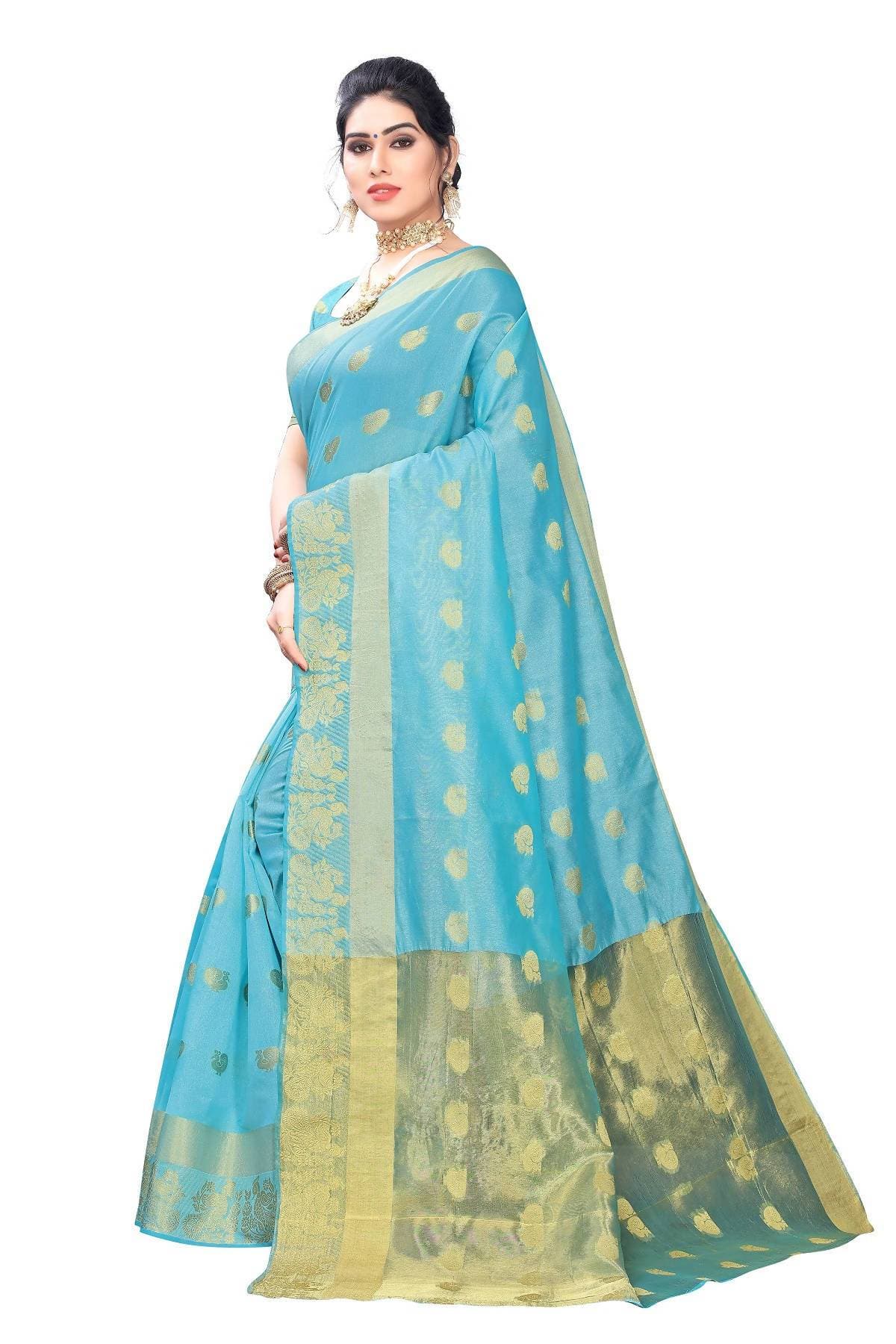 Vamika Banarasi Jacquard Weaving Sky Blue Saree