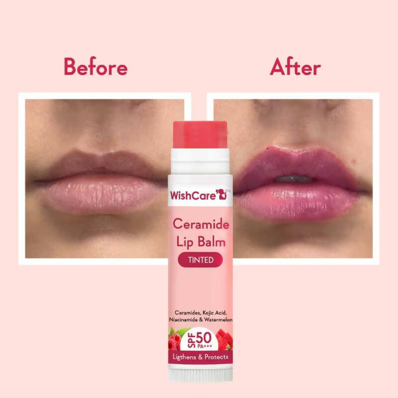 Wishcare Ceramide Lip Balm with SPF50 PA+++ - Tinted - Distacart