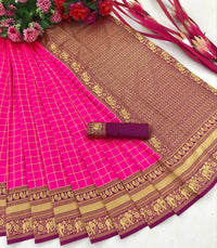 Thumbnail for DEIANA'S Beautiful Golden Jari with New Design Soft Lichi Silk Saree - Pink - Distacart