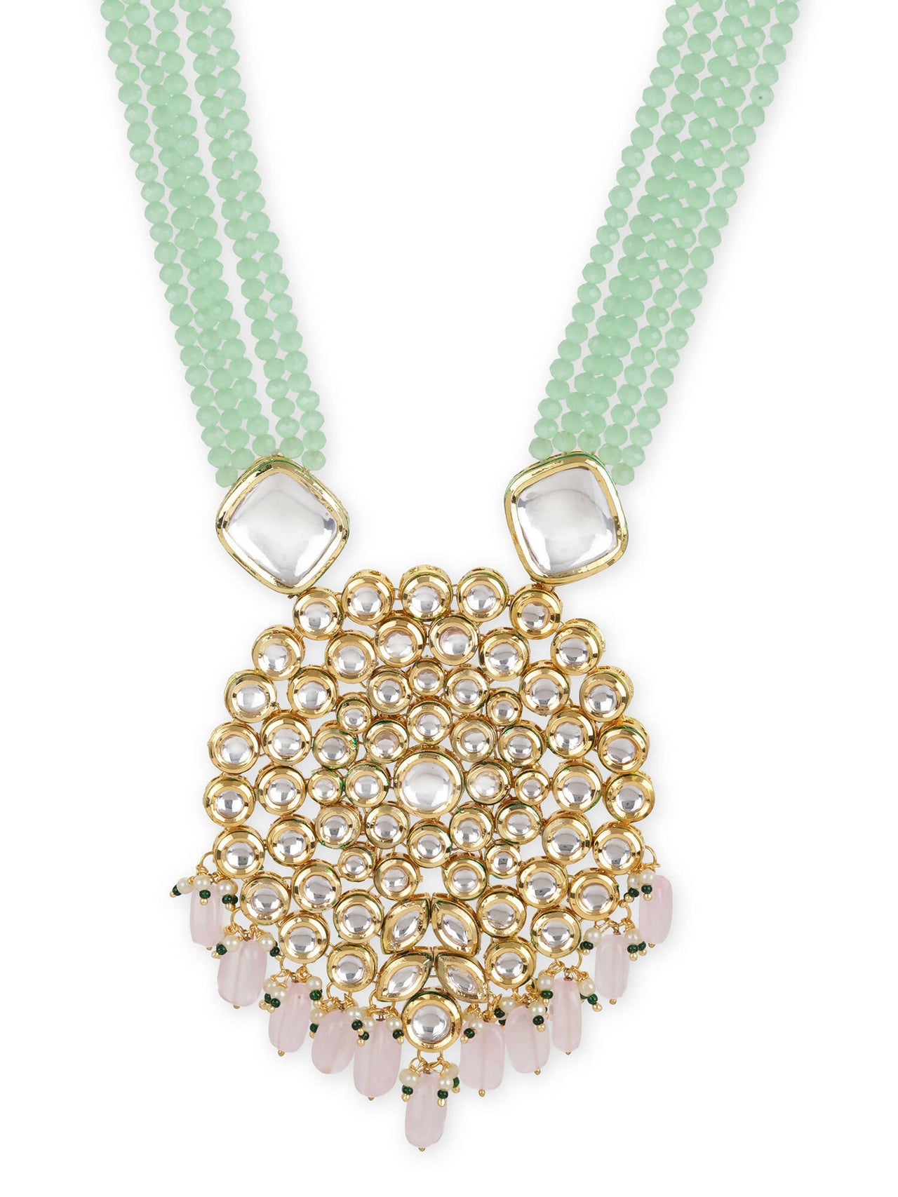 Gold-Toned Green Brass Gold-Plated Necklace - Ruby Raang - Distacart