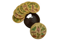 Thumbnail for Nizalia Floral Motif Embossed Cream Paper Mache Round Coasters