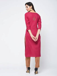 Thumbnail for Aniyah Cotton Block Printed Traditional Straight Kurta In Magenta Color (AN-125K)