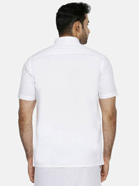 Thumbnail for Ramraj Cotton Mens Half Sleeve Formal 100 % Cotton White Shirt - Distacart