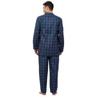 Thumbnail for Jainish Men's Navy Blue Checked Night Suits ( GNS 001Navy ) - Distacart