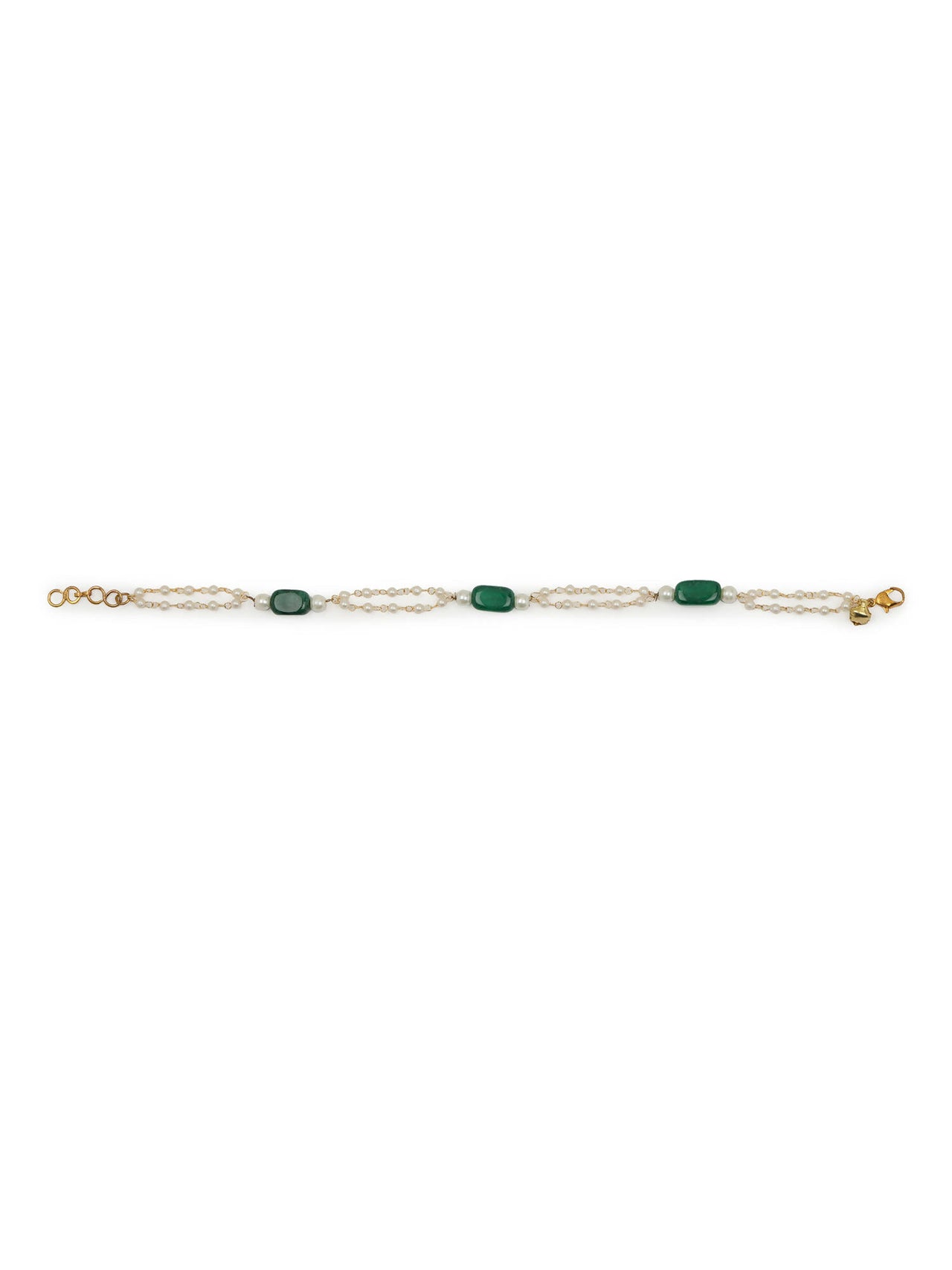 Gold-Plated White Green Pearl Beaded Anklets - Ruby Raang - Distacart