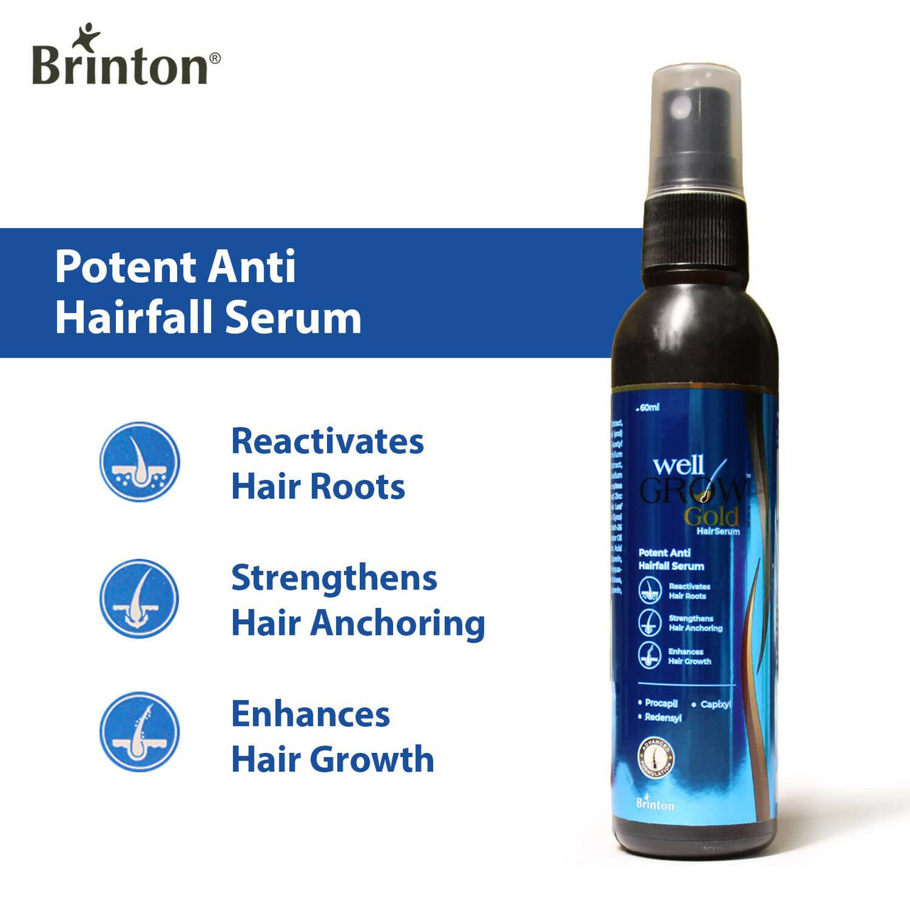 Brinton WellGrow Gold Hair Serum - Distacart