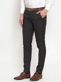 Thumbnail for Jainish Men's Black Checked Formal Trousers ( GP 254Black ) - Distacart