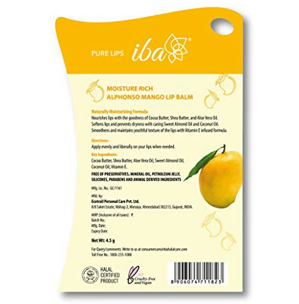 Iba Moisture Rich Lip Balm - Alphonso Mango - Distacart