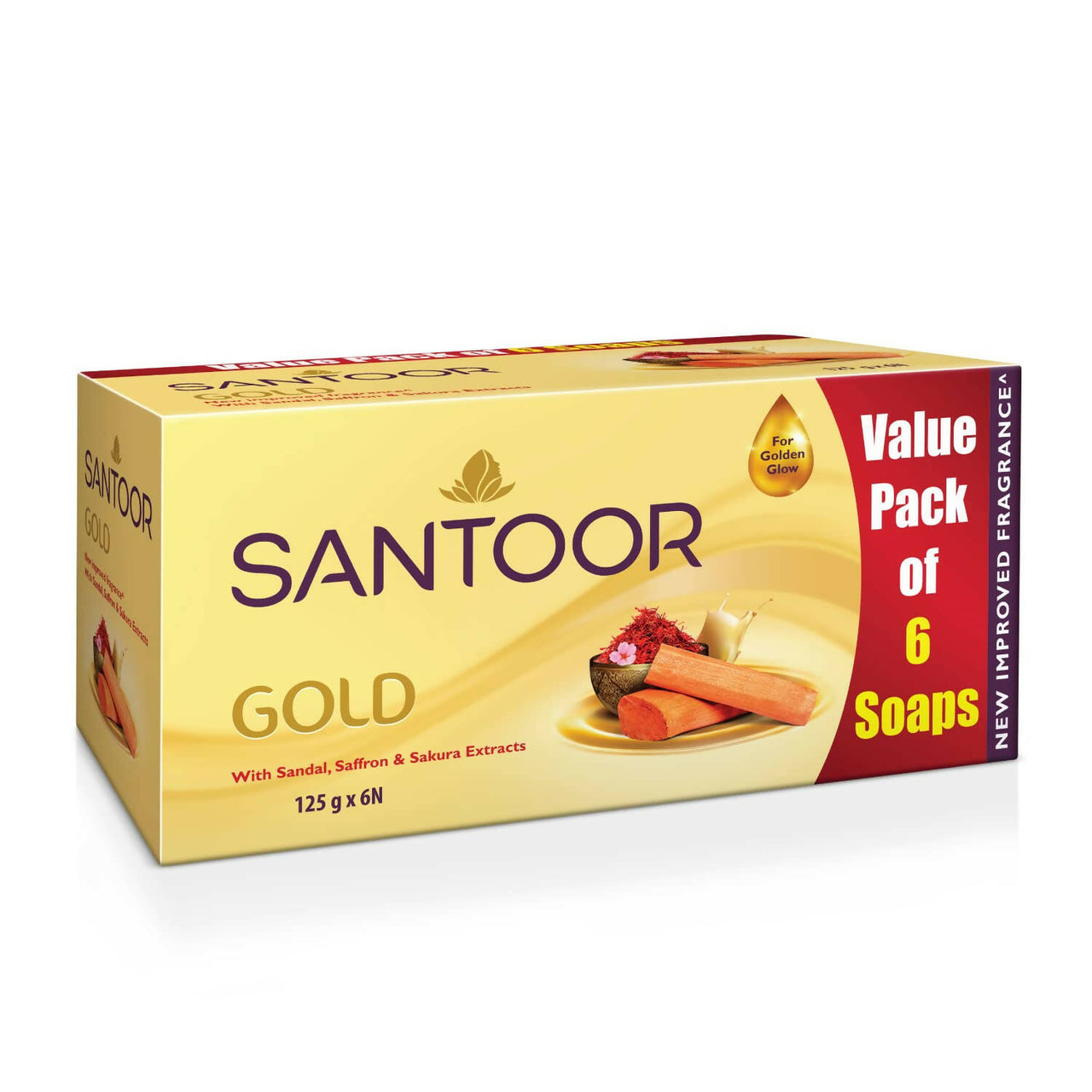 Santoor Gold Bathing Bar Soap with Kashmiri Saffron & Sandal - Distacart