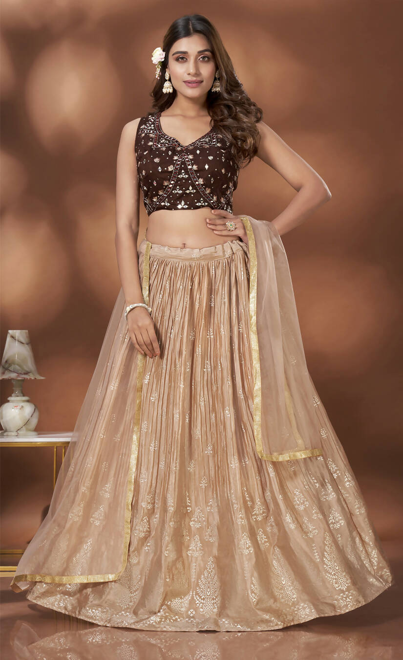 Buy Pink Silk Embroidered Semi-Stitched Lehenga Choli with Dupatta Online  In India At Discounted Prices