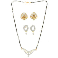 Thumbnail for AanyaCentric Gold Plated Mangalsutra with Pendant, 2 Pair Earrings - Distacart