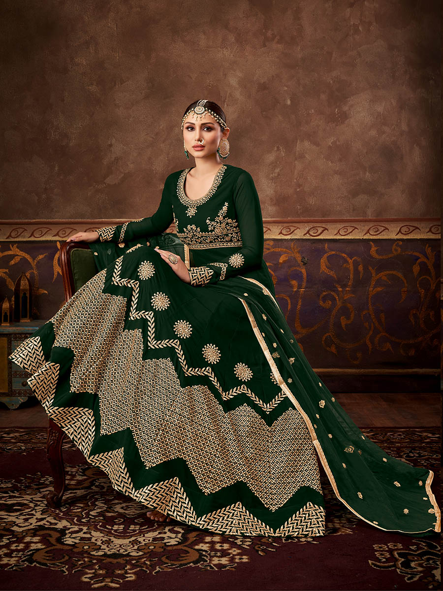 PRISMATIC GREEN ORANGE LEHENGA – myethnicrentals