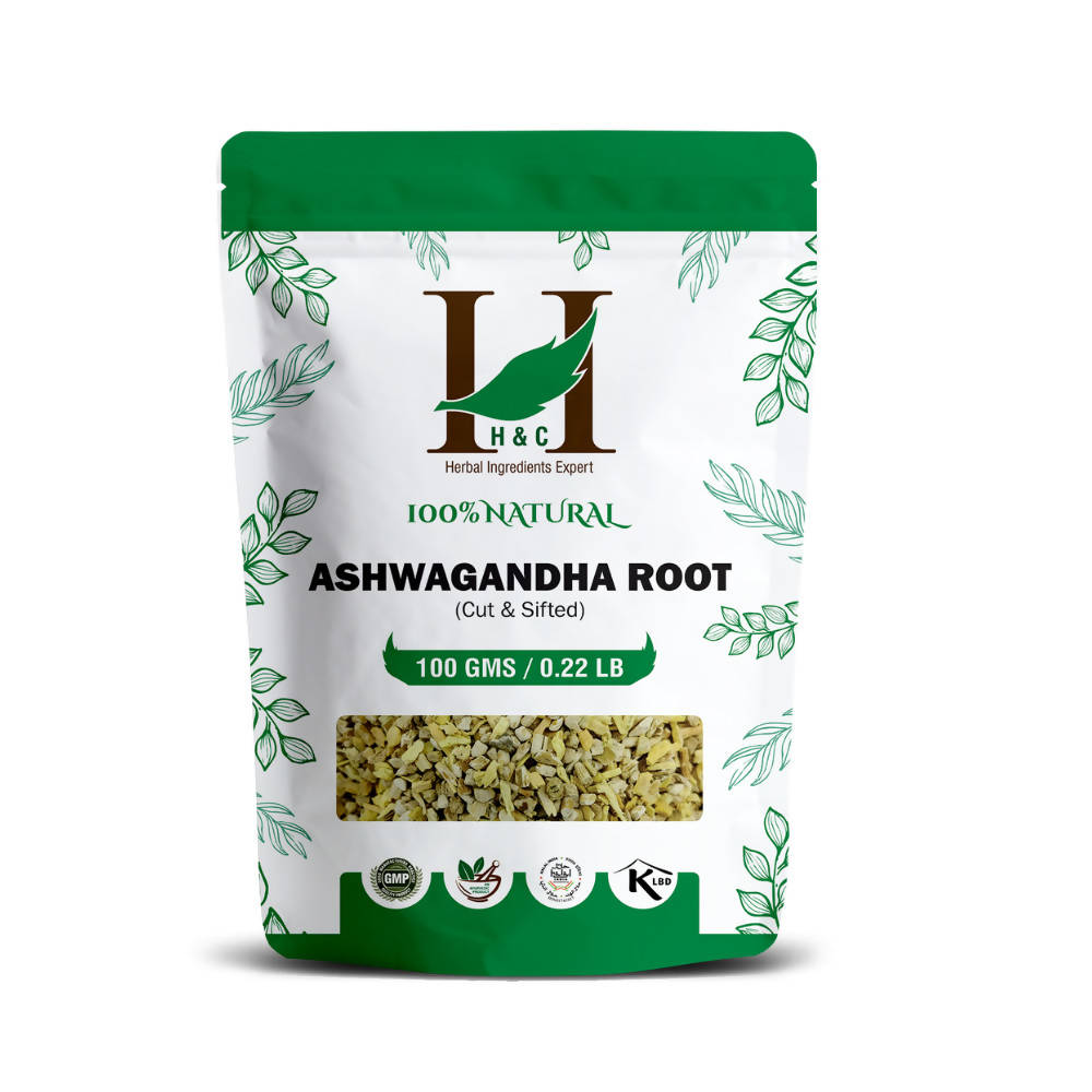 H&C Herbal Ashwagandha Roots Cut & Shifted Herbal Tea Ingredient - 100 GM
