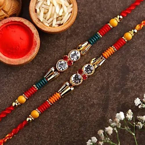 American Diamond Rakhi Set 