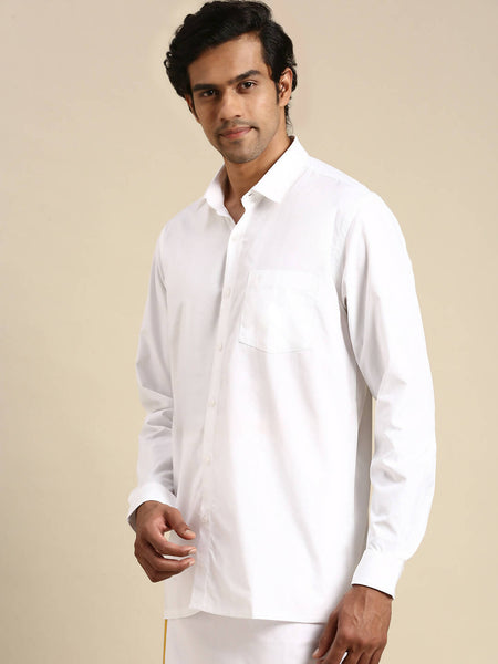 Ramraj Cotton Mens Full Sleeve White Shirt Plus Size - Pure Cotton - Distacart