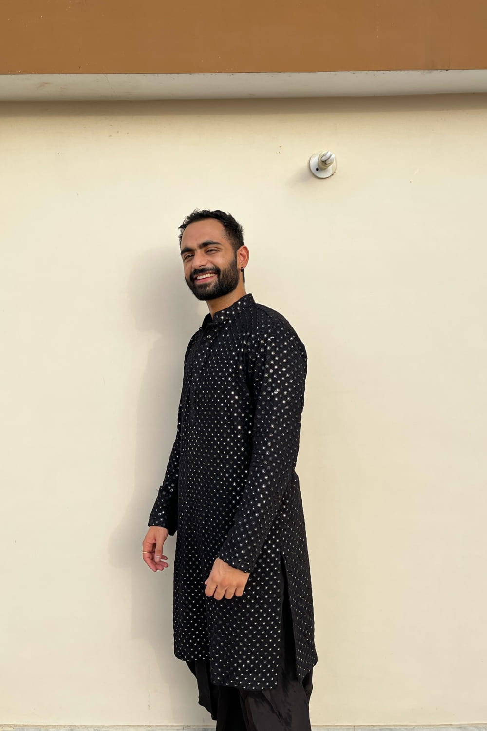 Black Mirror Designer Kurta by Hilo Designs - Distacart