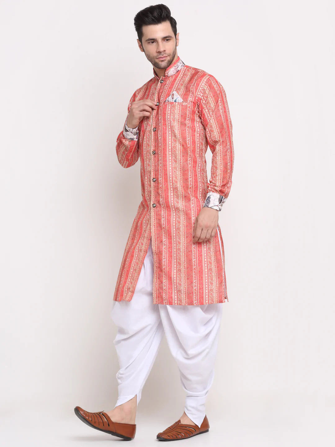Buy Beige Dupion Silk Kurta And Dhoti Pant Set For Men by Aryavir Malhotra  Online at Aza Fashions.