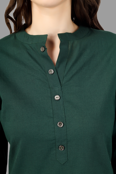 House of RP Women's Green Solid Cotton Straight Kurta - Distacart