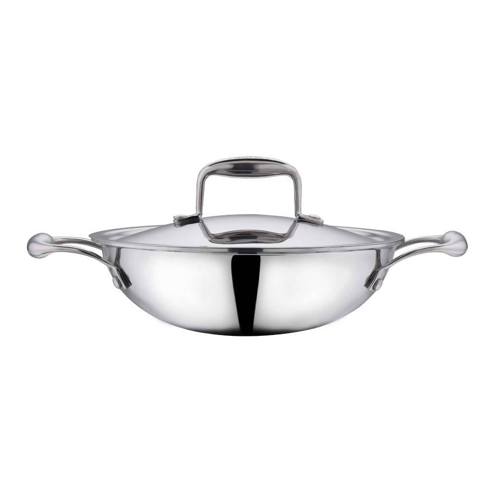 Buy Vinod Platinum Triply Stainless Steel Kadai With Lid Online at