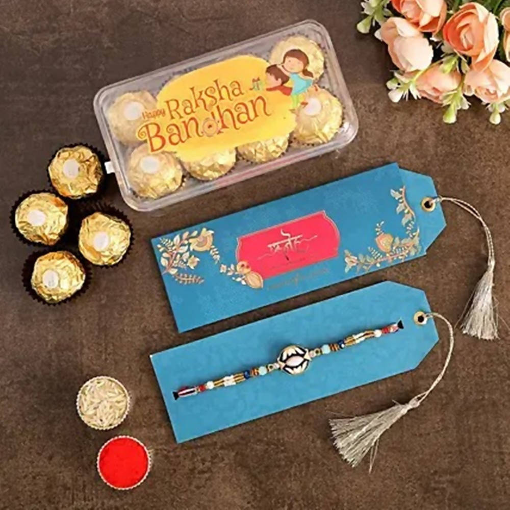 Meenakari Rakhi & Ferrero Rocher Printed Box - Distacart