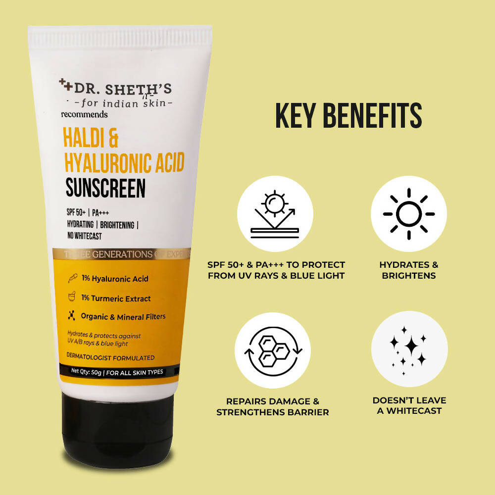 Dr. Sheth's Haldi & Hyaluronic Acid Sunscreen - Distacart