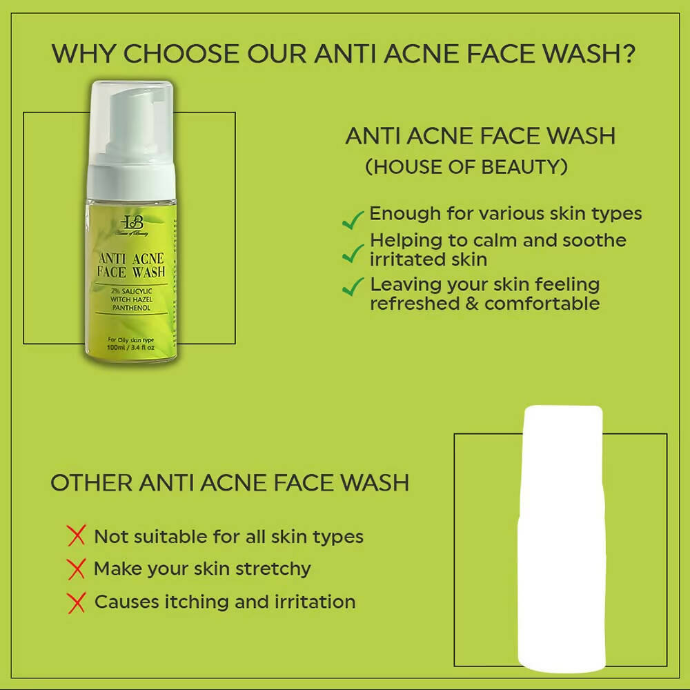 House of Beauty Anti Acne Foam Face Wash - Distacart