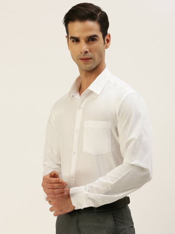 Ramraj Cotton Mens Full Sleeve Formal 100 % Cotton White Shirt