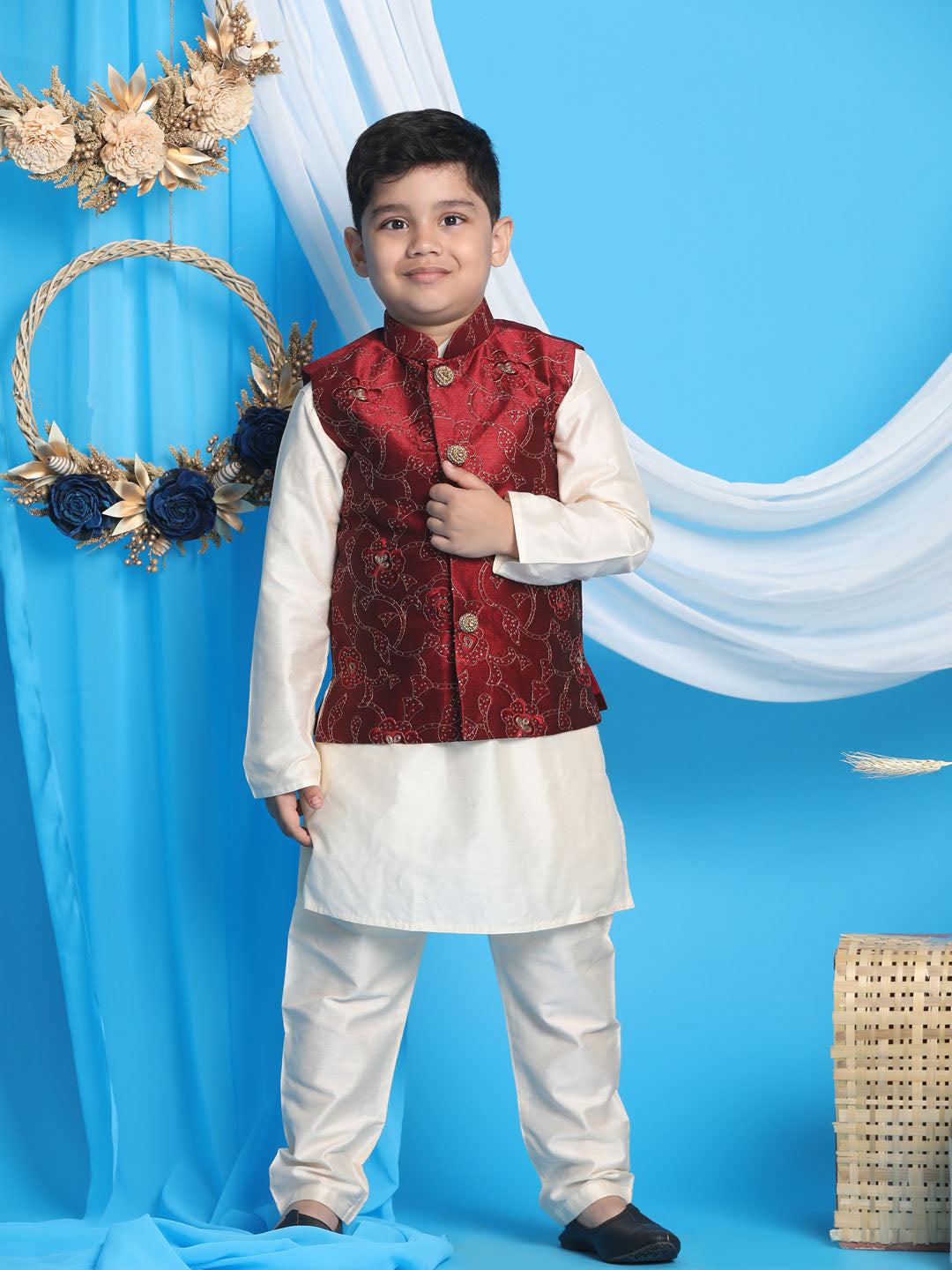 Buy Full Sets Ethnic Wear Nur Boys Ethnic Bandi/Nehru Jacket Clothing for  Boy Jollee