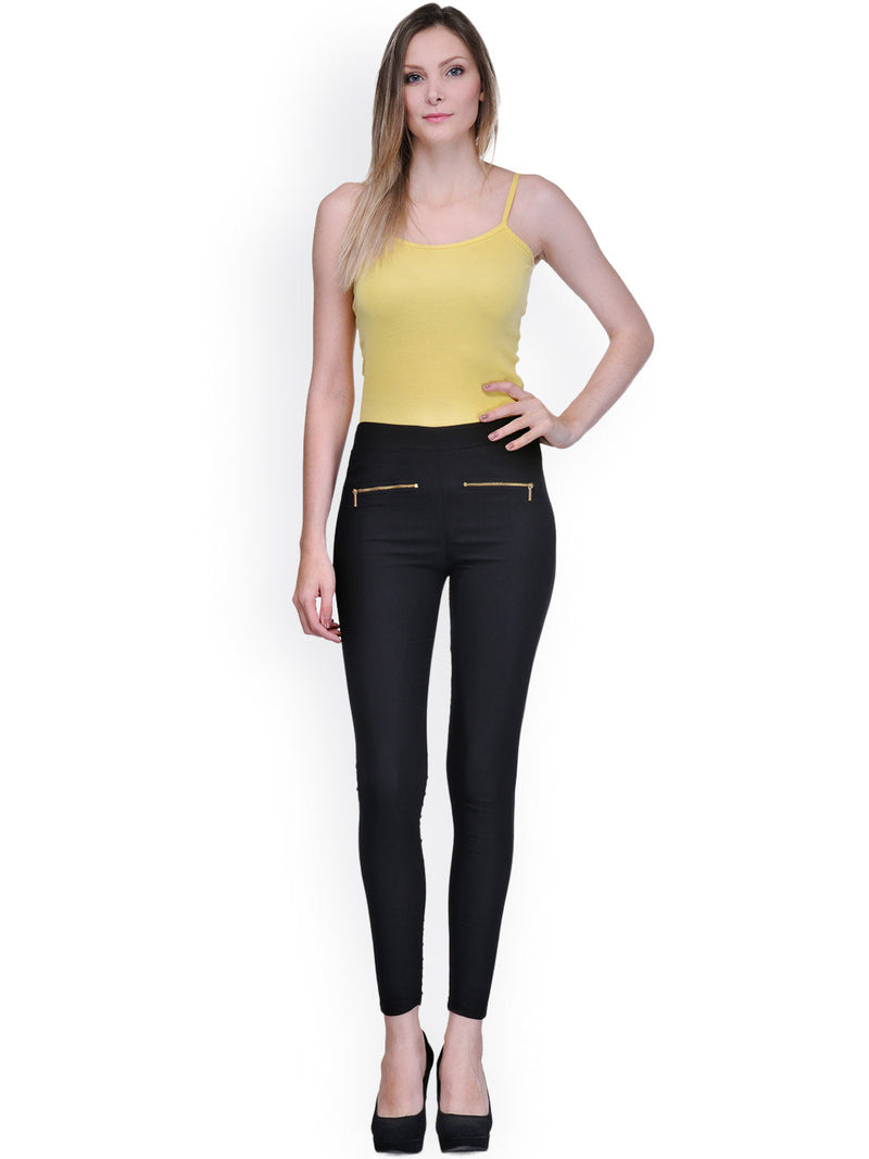 Girls Front-Zipper Jeggings Black, Online, Skin Friendly