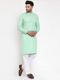 Thumbnail for Jompers Men Green & White Solid Kurta with Churidar - Distacart