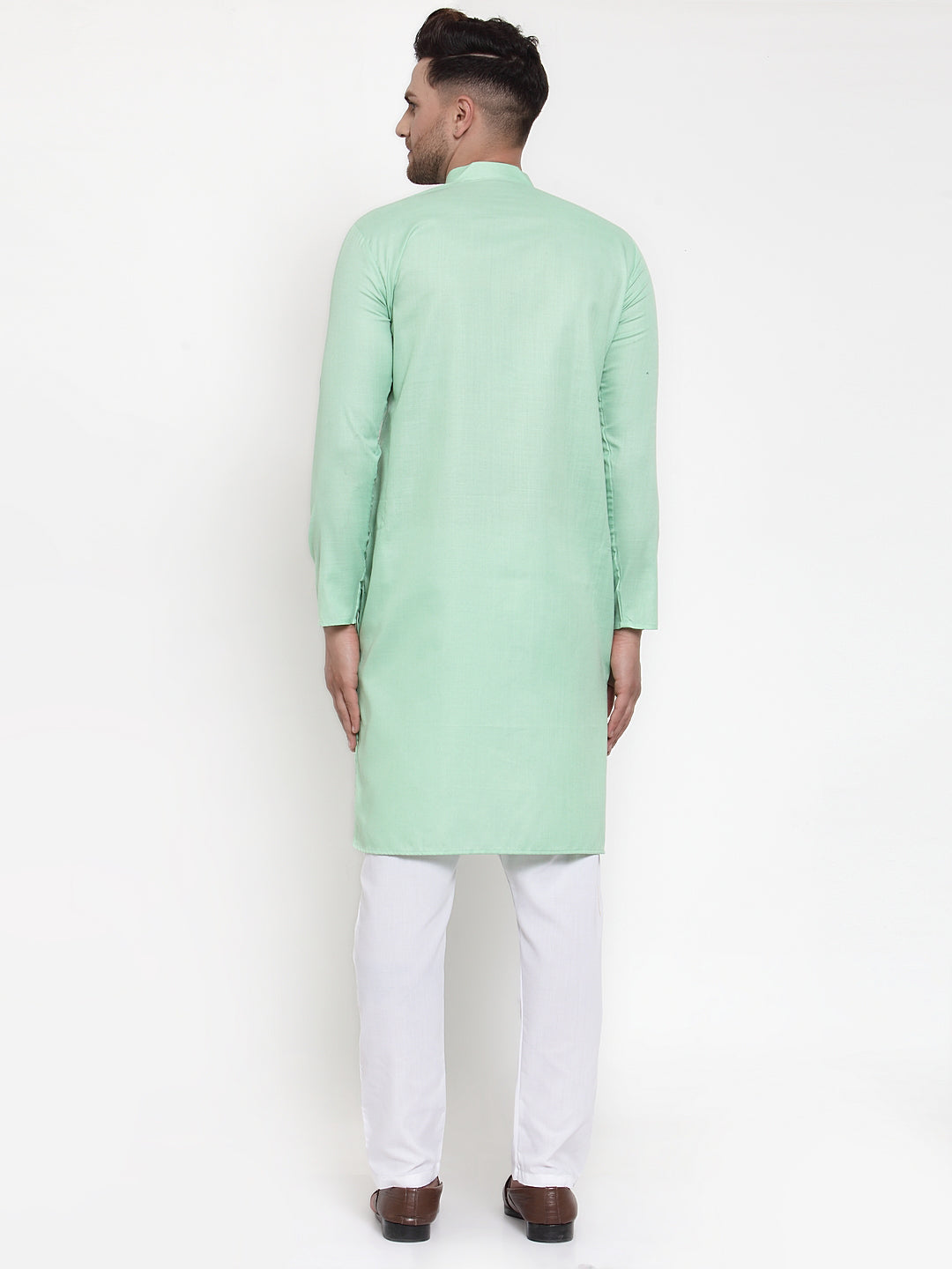 Jompers Men Green & White Solid Kurta with Churidar - Distacart