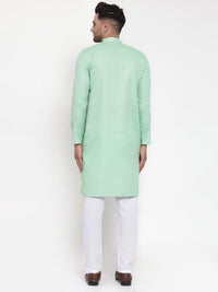 Thumbnail for Jompers Men Green & White Solid Kurta with Churidar - Distacart