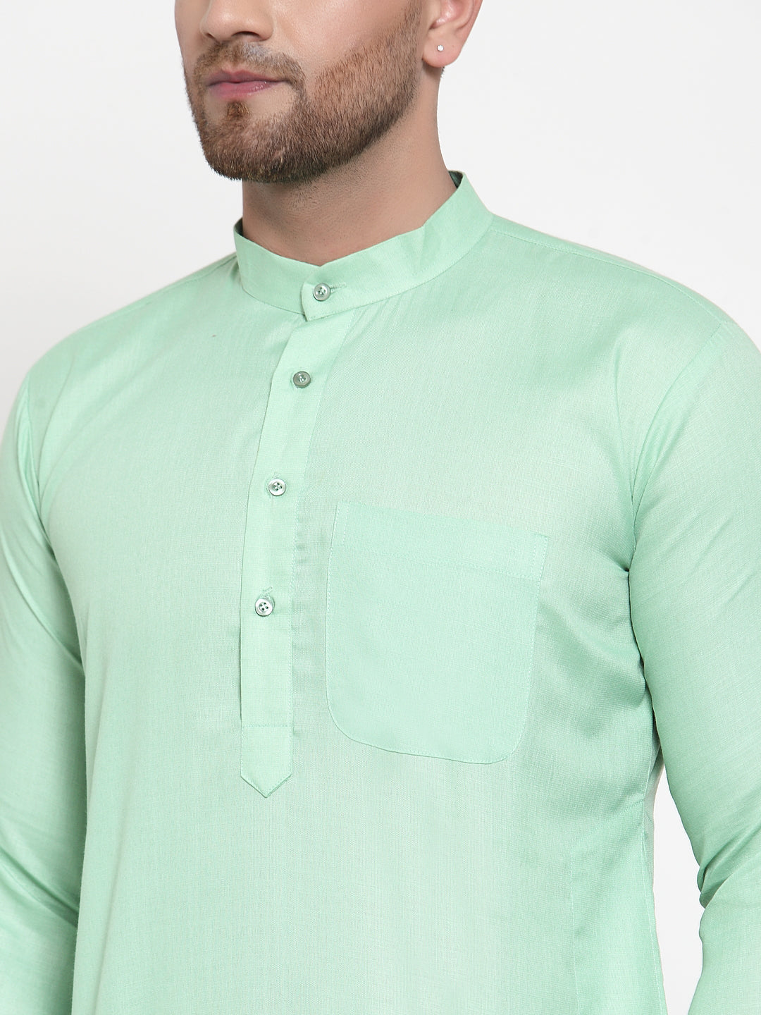 Jompers Men Green & White Solid Kurta with Churidar - Distacart